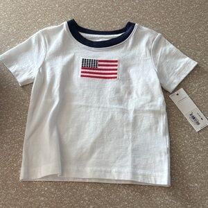 Janie and Jack White Tee with Flag Patch